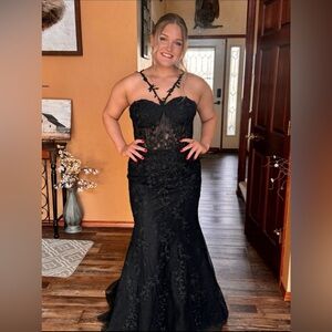 Sherri Hill Black Lace Prom Dress